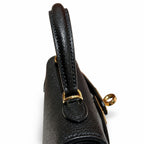 Mini Kelly II 19cm in Black Epsom Leather with Gold Buckle — Polished Compact Handbag