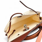 Herbag 31cm Saddle-Inspired Canvas Body with Leather Handle and Shoulder Strap — Canvas Body and Leather Trim Design