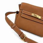 Kelly Messenger messenger bag for men and women, native Gold Buckle, imported leather, all-steel hand-waxed thread, the best value for money on the — Streamlined Top-Handle Handbag