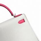 Kelly 25 Milkshake White lipstick powder Epsom Silver Buckle handmade — Timeless Top-Handle Design