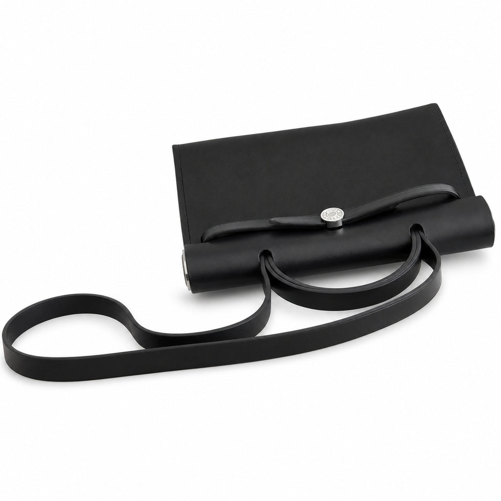 Sophisticated Canvas Carryall: Herbag 31cm Saddle-Inspired Canvas Body with Leather Handle and Shoulder Strap
