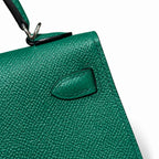 Mini Kelly II 19cm in Vert Verigo Epsom Leather with Silver Buckle — Distinctive Petite Bag