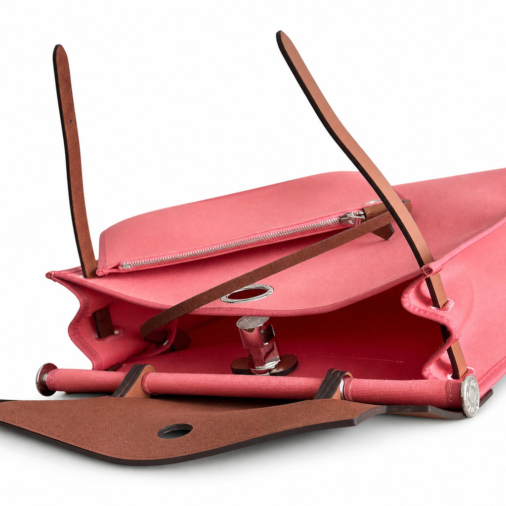 Herbag 31cm Saddle-Inspired Canvas Body with Leather Handle and Shoulder Strap — Refined Leather-Trimmed Shoulder Bag