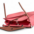 Herbag 31cm Saddle-Inspired Canvas Body with Leather Handle and Shoulder Strap — Refined Leather-Trimmed Shoulder Bag