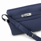Kelly Messenger messenger bag for men and women, sapphire blue Silver Buckle, imported leather, all-steel hand-waxed thread, the best value for — Structured Top-Handle Handbag