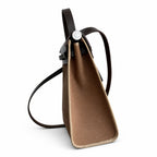 Herbag 31cm Saddle-Inspired Canvas Body with Leather Handle and Shoulder Strap — Classic Canvas Body and Leather Straps