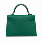 Mini Kelly II 19cm in Vert Verigo Epsom Leather with Silver Buckle — Distinctive Petite Bag