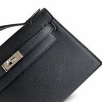 Kelly 22cm in Black Epsom Leather with Silver Buckle Handmade — Sophisticated Carry Design