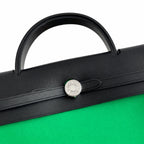 Herbag 31cm Saddle-Inspired Canvas Body with Leather Handle and Shoulder Strap — Streamlined Saddle-Inspired Handbag