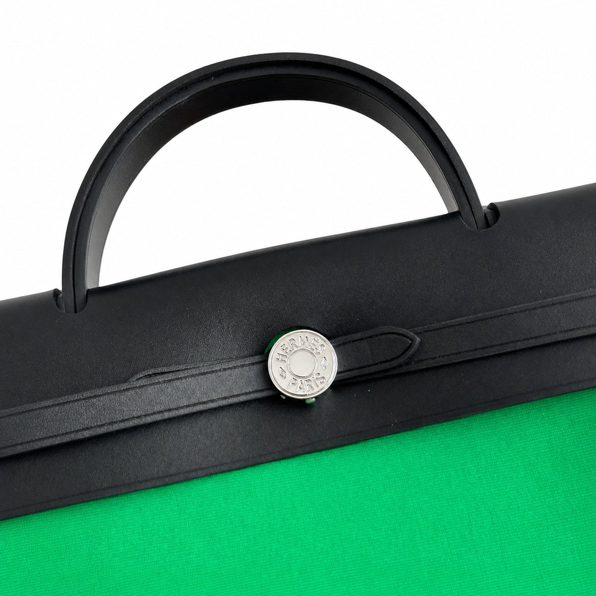 Herbag 31cm Saddle-Inspired Canvas Body with Leather Handle and Shoulder Strap — Streamlined Saddle-Inspired Handbag