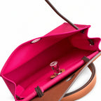 Timeless Saddle-Influenced Bag: Herbag 31cm Saddle-Inspired Canvas Body with Leather Handle and Shoulder Strap