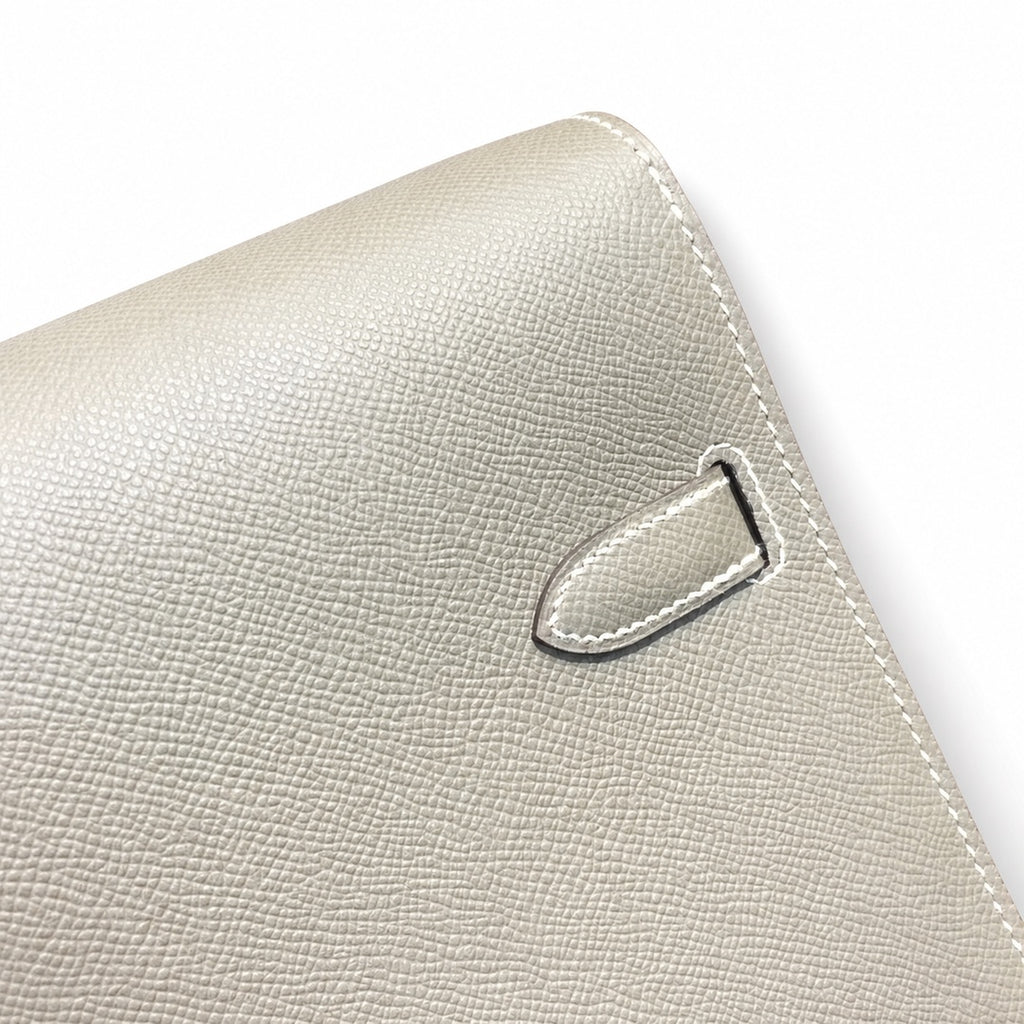 Kelly briefcase 38cm Epsom Leather 18 Etoupe Elephant Gray top handcraft — Polished Hand-Carry Briefcase