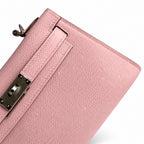 handmade Mini Kelly II 19cm imported Epsom Leather 3Q Pink Silver Buckle — Polished Compact Handbag