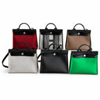 Herbag 31cm Saddle-Inspired Canvas Body with Leather Handle and Shoulder Strap — Refined Saddle-Inspired Carry Design