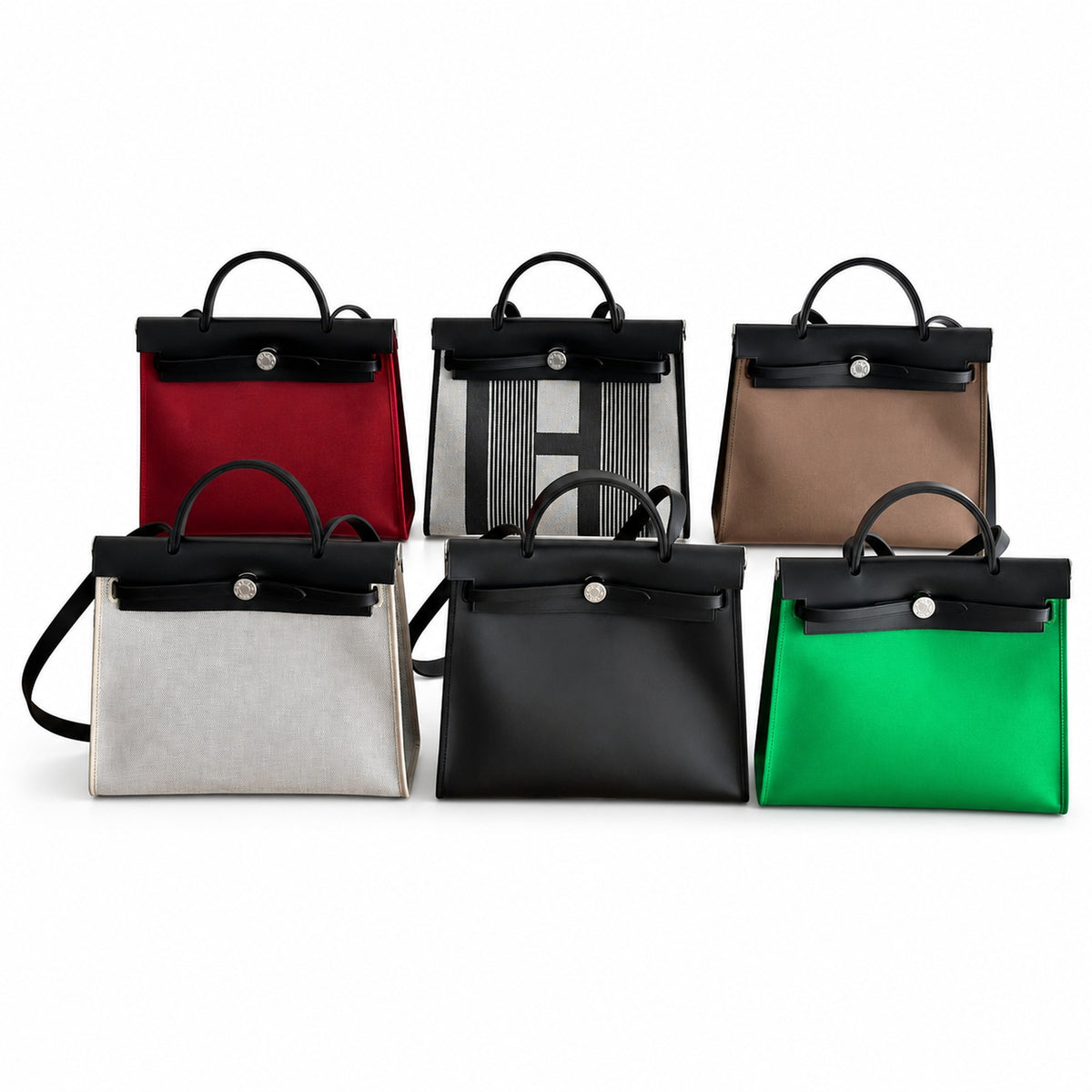 Herbag 31cm Saddle-Inspired Canvas Body with Leather Handle and Shoulder Strap — Refined Saddle-Inspired Carry Design