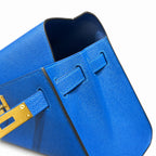 Kelly 28cm Epsom Leather 73 Bleu Saphir sapphire blue combined with 71 Bleu France French blue top handcraft — Refined Top-Handle Bag
