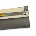 Kelly Cut 31 Clutch Epsom Leather Pewter Gray — Sophisticated Evening Clutch