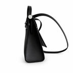 Herbag 31cm Saddle-Inspired Canvas Body with Leather Handle and Shoulder Strap — Elegant Leather-Accented Canvas Bag