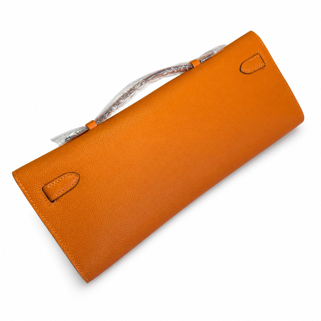 Streamlined Evening Bag: Kelly Cut 31 Clutch Epsom Leather Orange