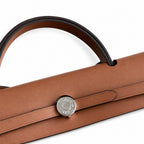 Canvas Body and Leather Trim Design: Herbag 31cm Saddle-Inspired Canvas Body with Leather Handle and Shoulder Strap