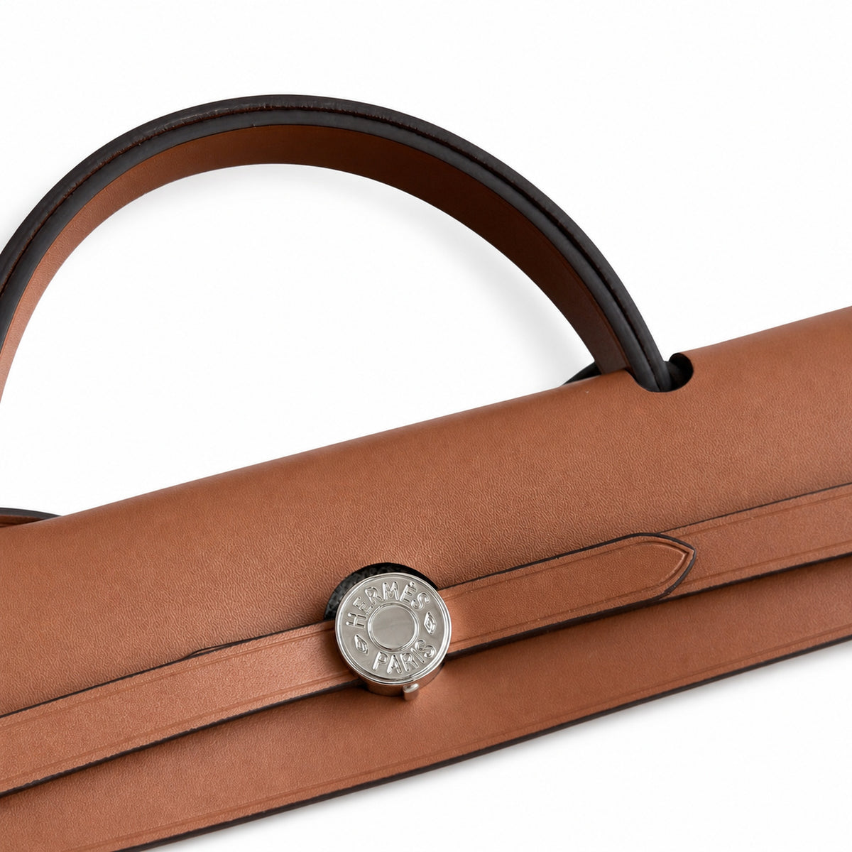 Canvas Body and Leather Trim Design: Herbag 31cm Saddle-Inspired Canvas Body with Leather Handle and Shoulder Strap