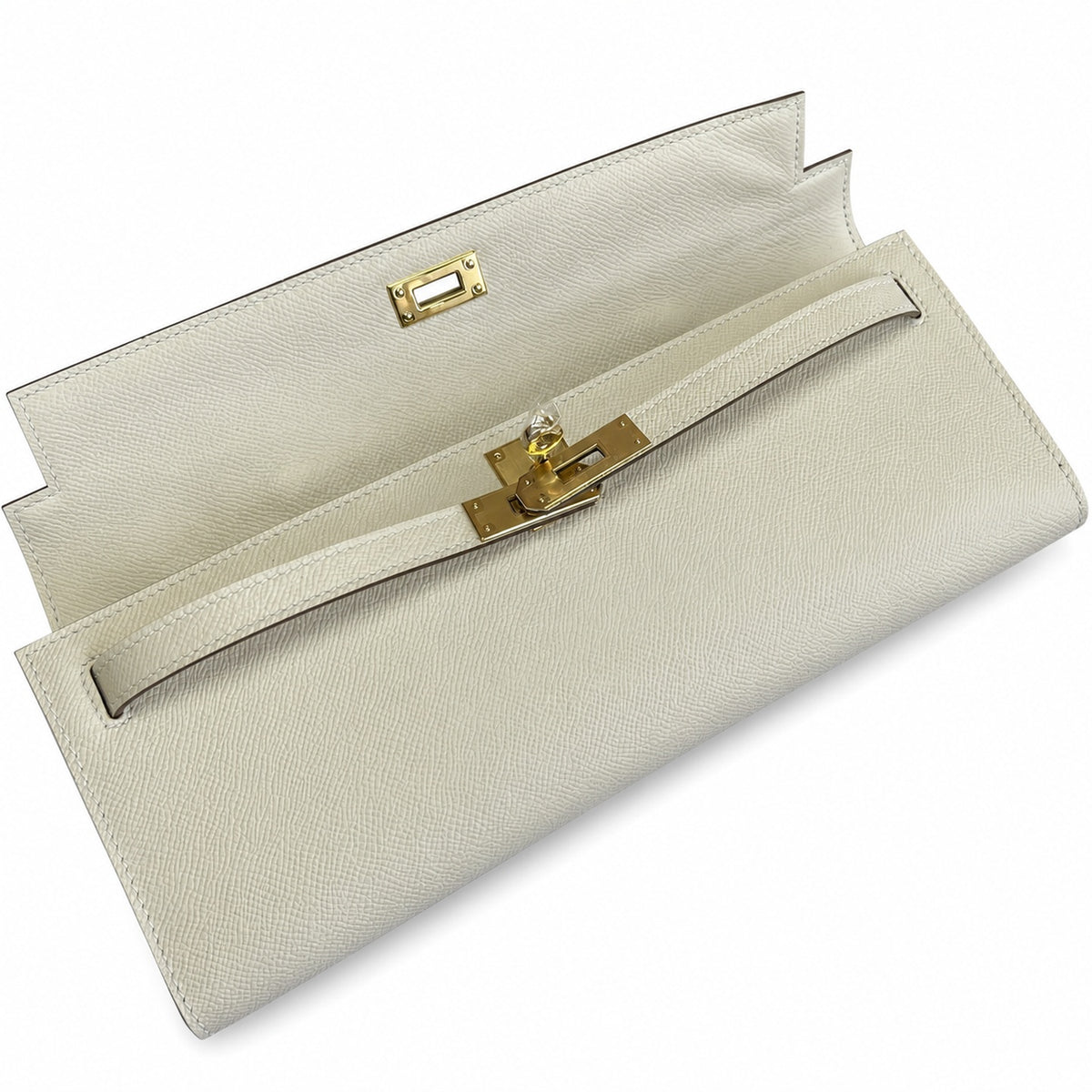 Kelly Cut 31 Clutch Epsom Leather Milkshake White — Sophisticated Evening Clutch