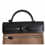 Streamlined Saddle-Inspired Handbag: Herbag 31cm Saddle-Inspired Canvas Body with Leather Handle and Shoulder Strap