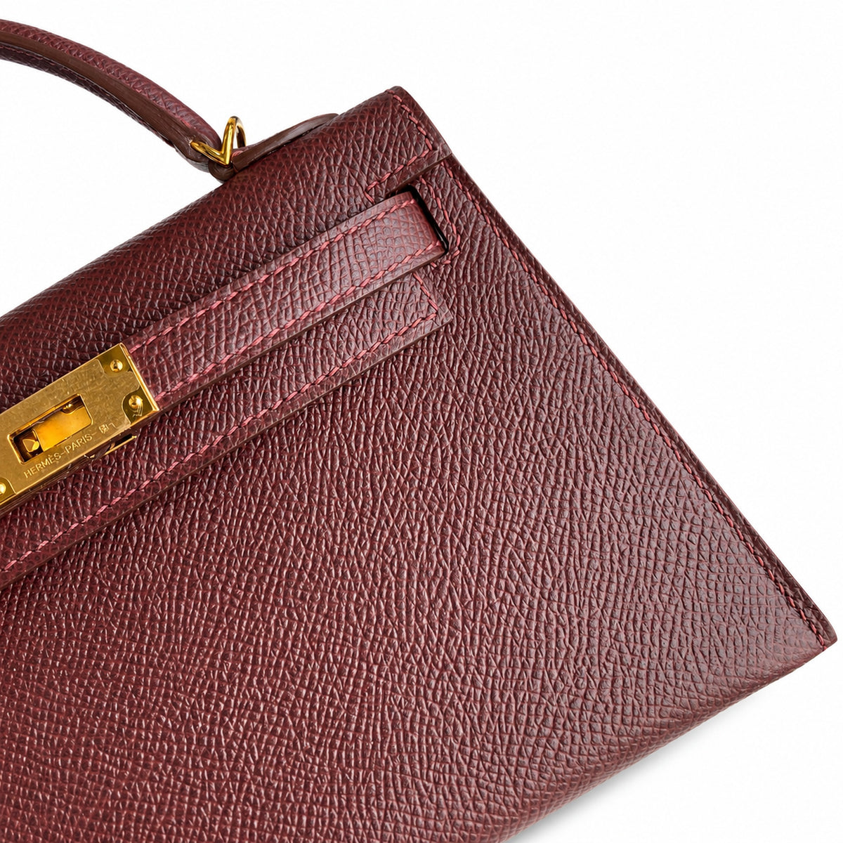 handmade Mini Kelly II 19cm imported Epsom Leather Hermès Red Gold Buckle — Elegant Compact Carry Style