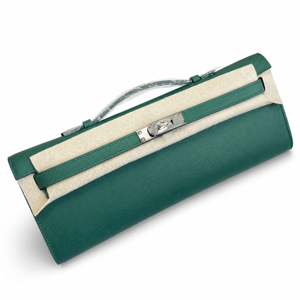 Distinctive Slim Carry Style: Kelly Cut 31 Clutch Epsom Leather Malachite Green