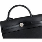 Elegant Leather-Accented Canvas Bag: Herbag 31cm Saddle-Inspired Canvas Body with Leather Handle and Shoulder Strap