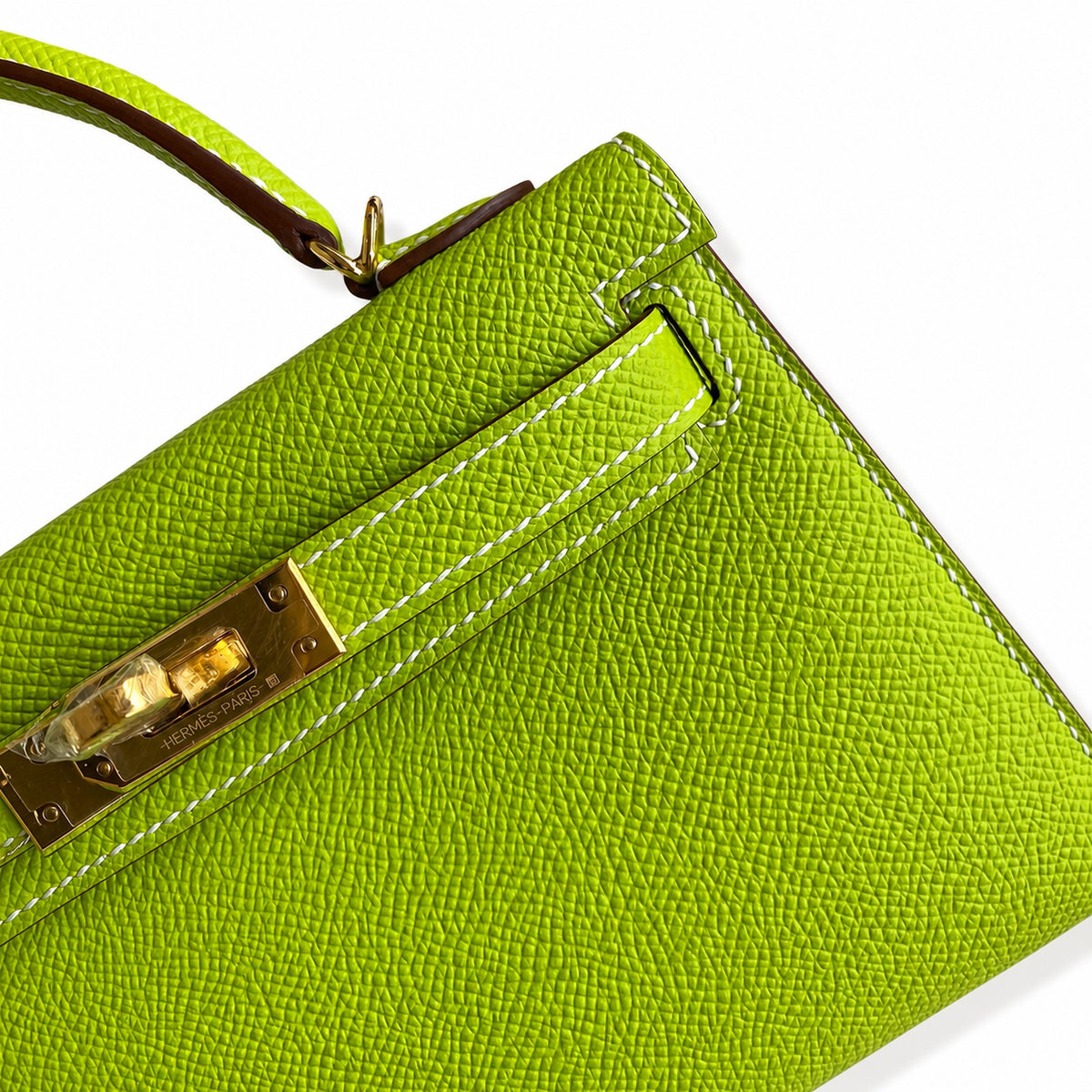 handmade Mini Kelly II 19cm imported Epsom Leather candy green Gold and Silver Buckle — Sophisticated Small-Scale Bag