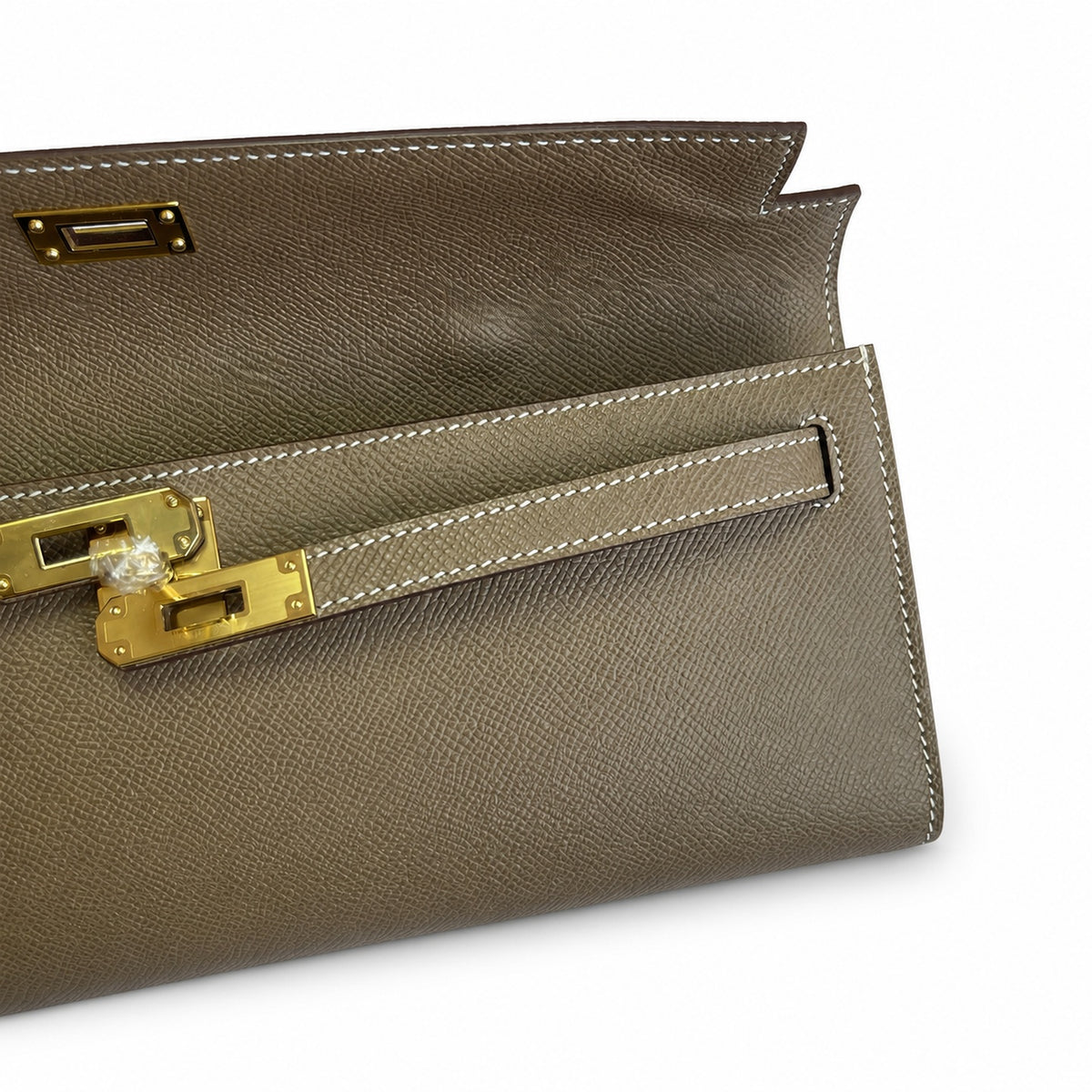 Kelly Cut 31 handbag Epsom Leather Elephant Gray — Refined Flat Clutch