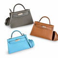 Small Structured Carry Style: Kelly mini 2nd generation collection 19cm Epsom palm print leather Silver Buckle series