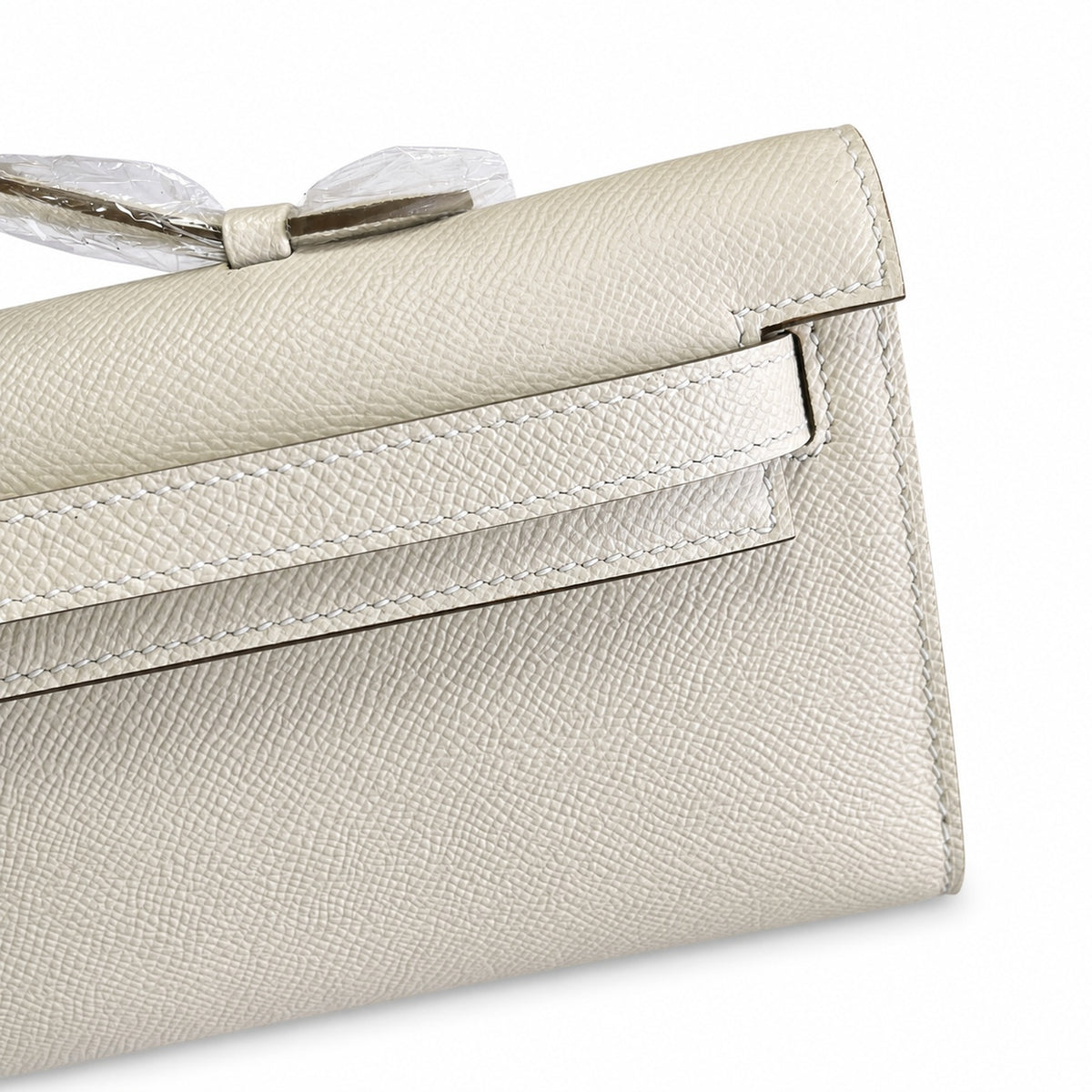 Kelly Cut 31 Clutch Epsom Leather Milkshake White — Sophisticated Evening Clutch