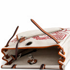 Timeless Leather-Accented Canvas Carry: Herbag 31cm Saddle-Inspired Canvas Body with Leather Handle and Shoulder Strap