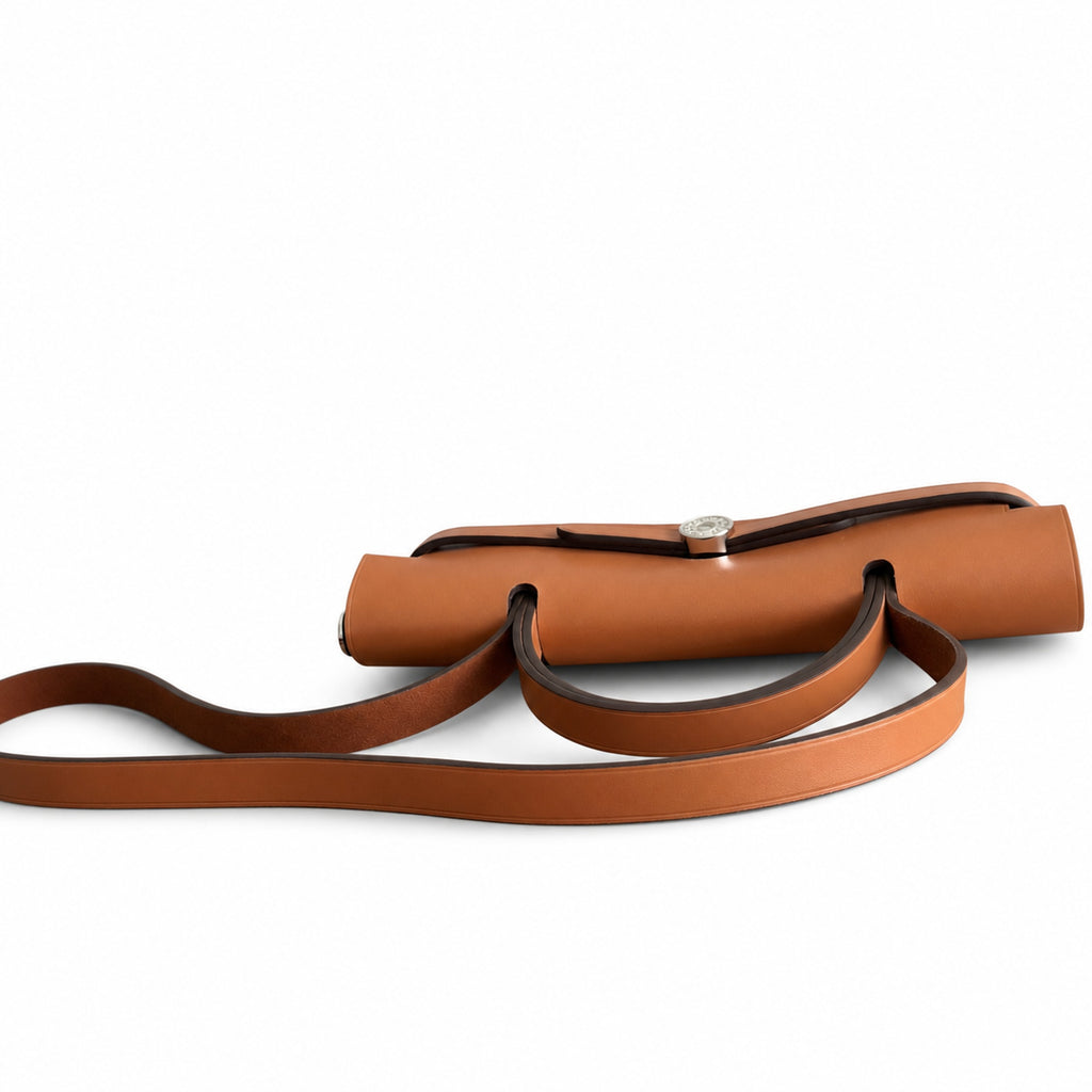 Herbag 31cm Saddle-Inspired Canvas Body with Leather Handle and Shoulder Strap — Timeless Saddle-Influenced Bag