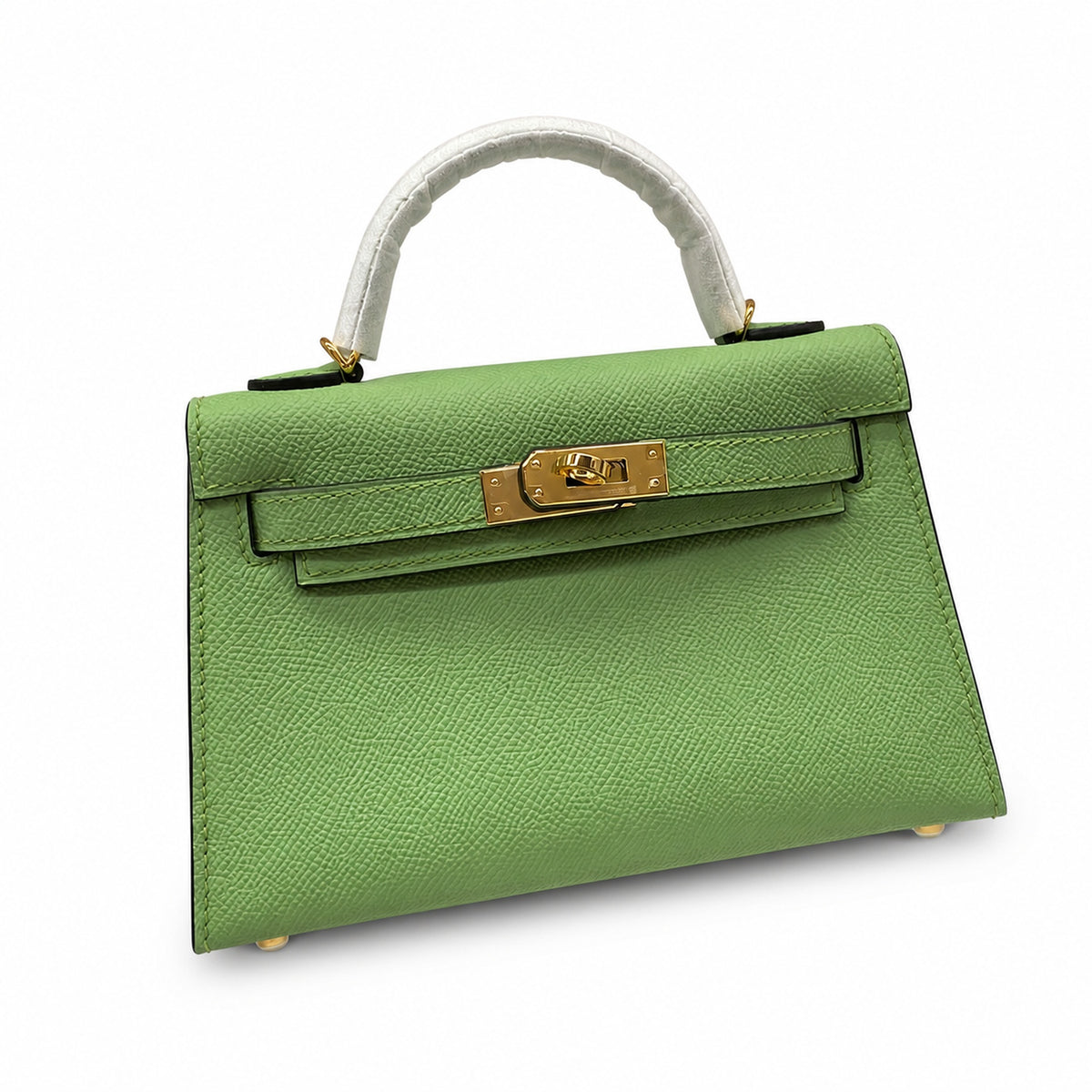 second generation Kelly 19cm imported Epsom Leather avocado green Gold and Silver Buckle wax thread — Streamlined Mini Handbag