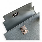 handmade Mini Kelly II 19cm imported Epsom Leather almond green Silver Buckle — Streamlined Mini Handbag