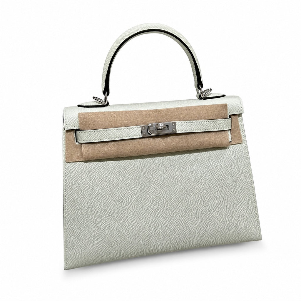 Kelly 25cm in green Epsom Leather with Silver Buckle Handmade — Timeless Top-Handle Design