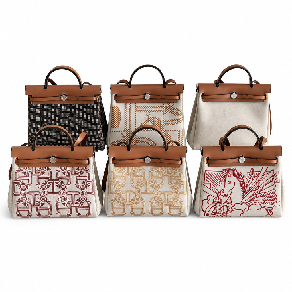 Herbag 31cm Saddle-Inspired Canvas Body with Leather Handle and Shoulder Strap — Leather-Trimmed Canvas Shoulder Style