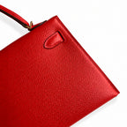 handmade Mini Kelly II 19cm imported Epsom Leather heart Red Gold Buckle — Polished Compact Handbag