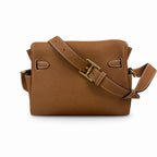 Kelly Messenger messenger bag for men and women, native Gold Buckle, imported leather, all-steel hand-waxed thread, the best value for money on the — Streamlined Top-Handle Handbag