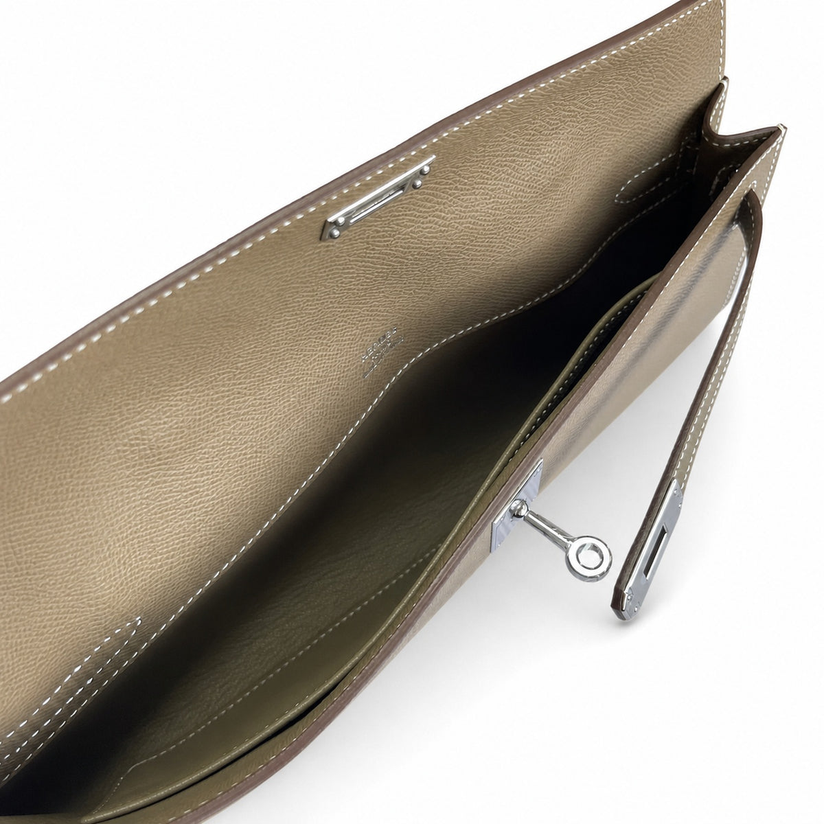 Kelly Cut 31 Clutch Epsom Leather Elephant Gray — Elegant Hand-Carry Clutch