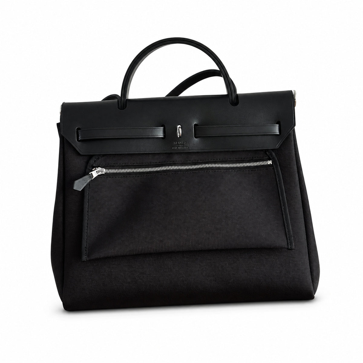 Classic Canvas-and-Leather Shoulder Carry: Herbag 31cm Saddle-Inspired Canvas Body with Leather Handle and Shoulder Strap
