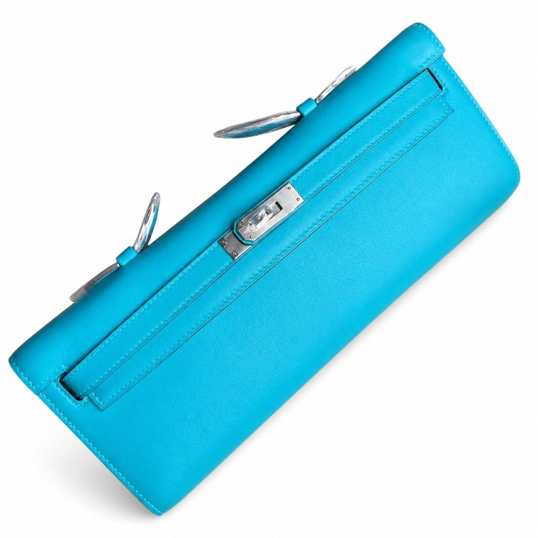 , semi-handmade Kelly cut 31 color Gold and Silver Buckle, beeswax thread sewing process ~ Swift Leather ~ pure steel hardware ~ very classic — Elegant Hand-Carry Clutch