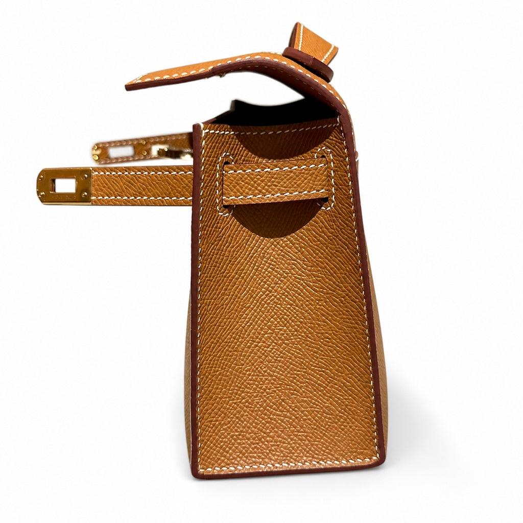 Mini Kelly 22cm in Gold Epsom Leather with Gold Buckle — Refined Mini Handbag