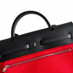 Herbag 31cm Saddle-Inspired Canvas Body with Leather Handle and Shoulder Strap — Sophisticated Canvas Carryall