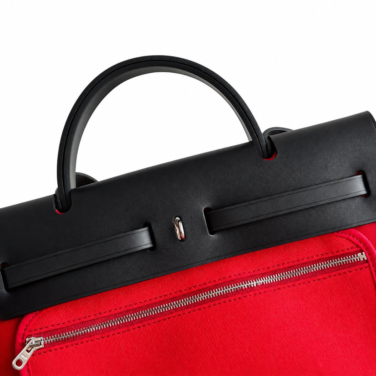 Herbag 31cm Saddle-Inspired Canvas Body with Leather Handle and Shoulder Strap — Sophisticated Canvas Carryall