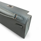 handmade Mini Kelly II 19cm imported Epsom Leather almond green Silver Buckle — Streamlined Mini Handbag