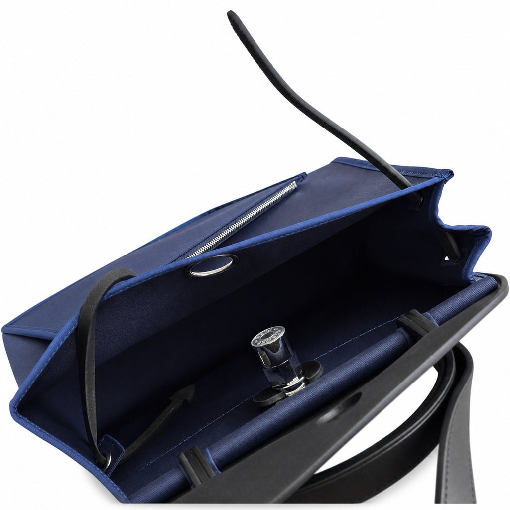 Canvas-and-Leather Top-Handle Style: Herbag 31cm Saddle-Inspired Canvas Body with Leather Handle and Shoulder Strap